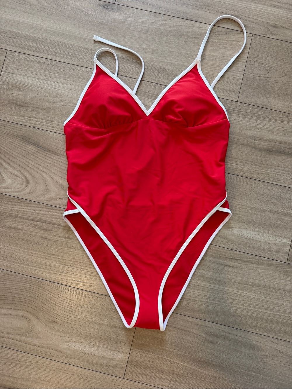 Hollister Red One-Piece Swimsuit with White Trim